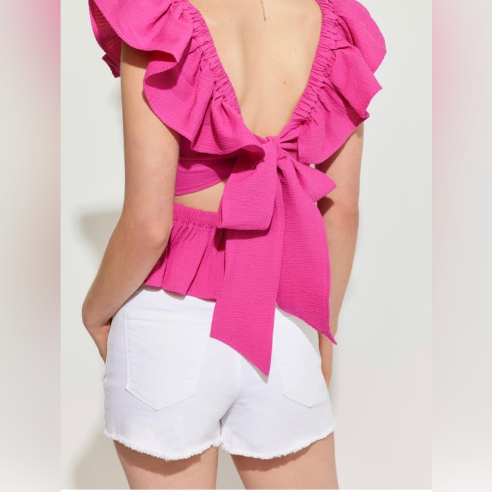Anisa Peplum Bow Back Blouse M